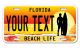 Florida Summer Beach Life License Plate Vanity Plate