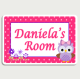Owl Pink Room Sign Name
